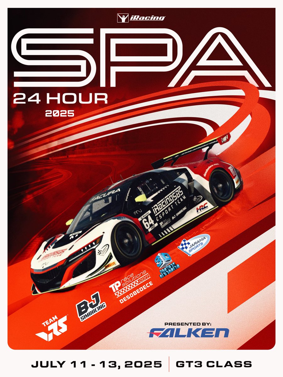 🔥 ¡24 Horas de Spa! 🔥
Mañana nuestros pilotos:
🪖 <a href="/Lucas10Amado/">Lukissj</a>
🪖 <a href="/RacingCapi/">CapiRacing</a>
🪖 <a href="/MarckSanghelios/">Cesar Lopez</a>
🪖 <a href="/PablelzZ/">De La Vega</a>
representarán a nuestro equipo en uno de los eventos más exigentes de iRacing.
🗓️ Sábado 9:00
🏁 ¡Suerte a todos los equipos y pilotos!
#iRacing #24HSpa #SimRacing