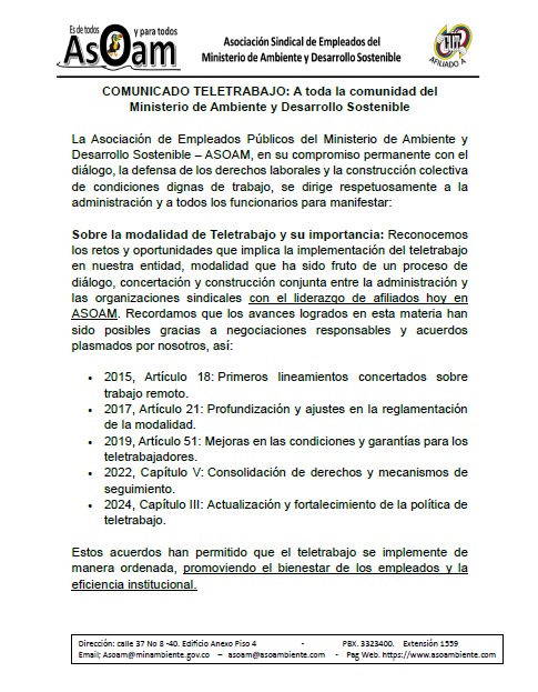 Asoambiente's tweet photo. TELETRABAJO MINAMBIENTE -ASOAM https://t.co/i3ad33Jgmg