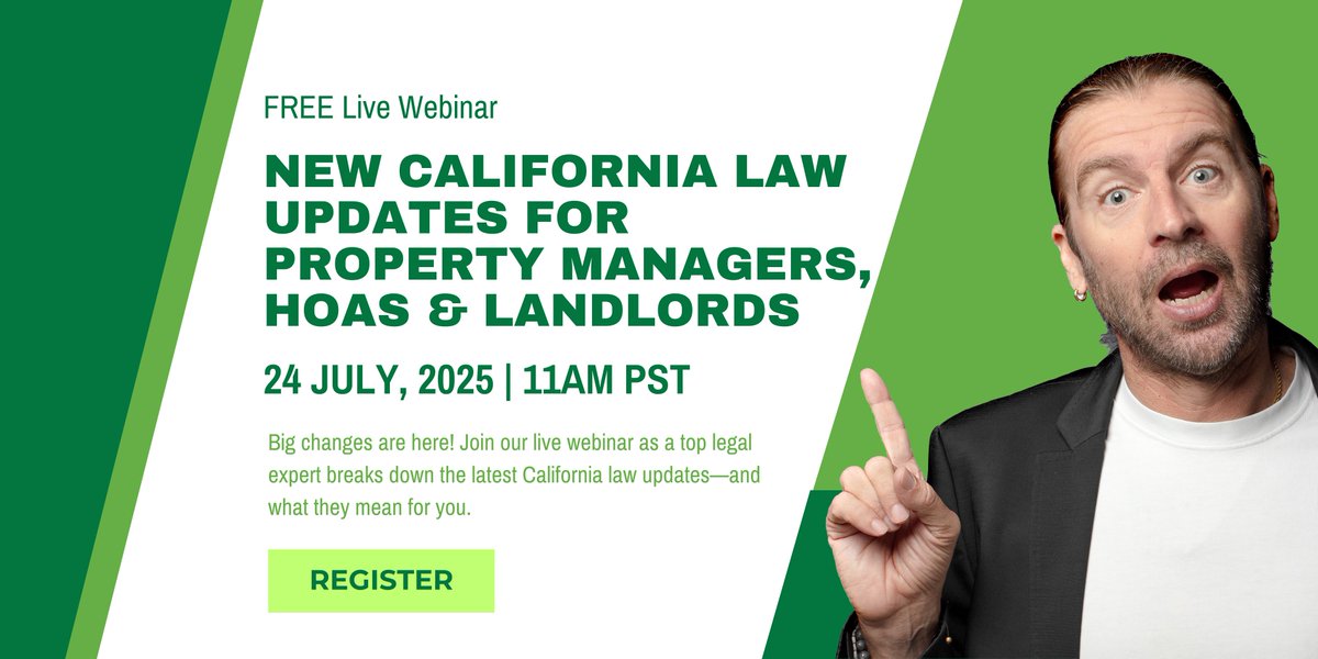 EEEadvisor's tweet image. Just Announced: Free Webinar on July 24! 🚨

California’s Laws are evolving—and enforcement is ramping up for 2025. Are you ready?

Join us on July 24 for a must-attend session where our experts break down what HOAs, landlords, and property managers need to know now to stay…
