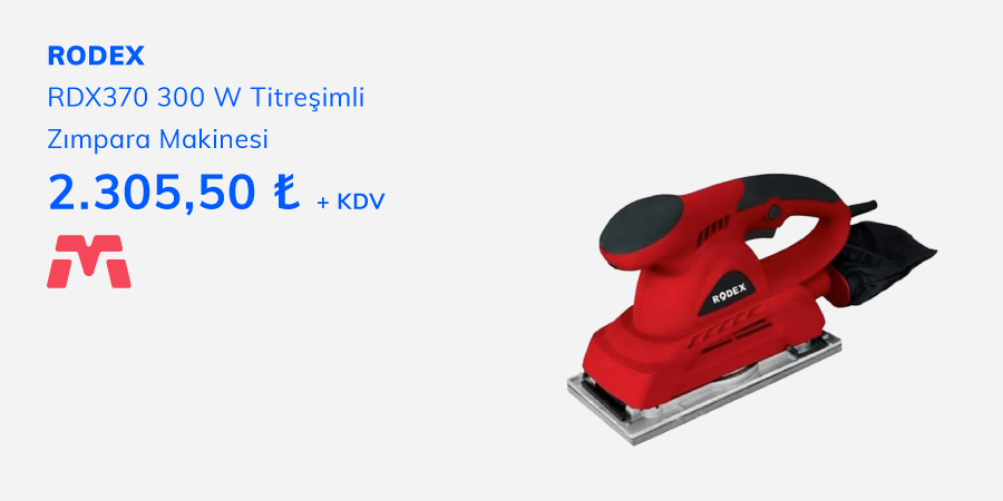 MachineTotalCom's tweet image. Rodex RDX370 Titreşimli Zımpara Makinesi ile pürüzsüz yüzeyler artık çok kolay! 💪

300W güç, toz torbası ve süpürge bağlantısıyla profesyonel performans.

Ürünü incelemek için:machinetotal.com/mc/rodex-rdx37…

#Rodex #EndüstriyelZımpara