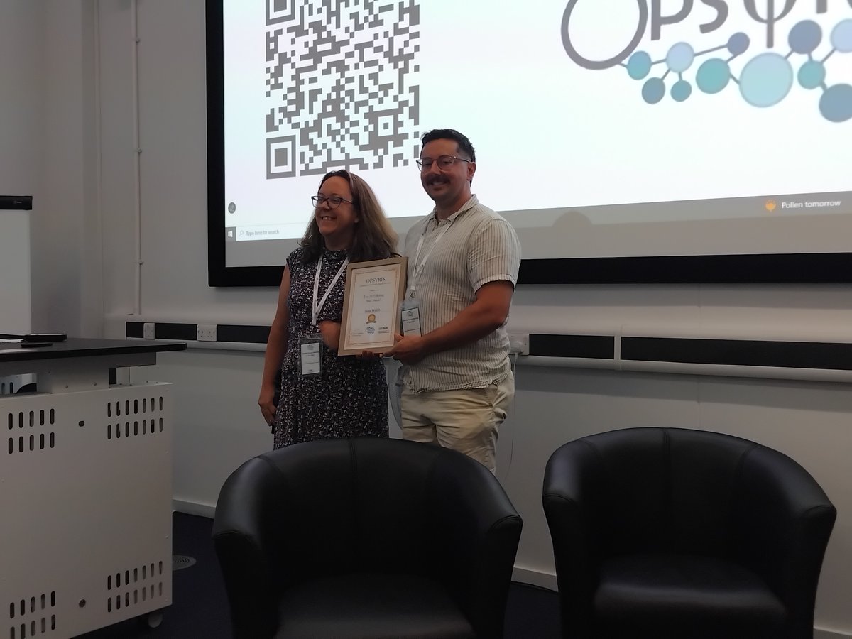 OPSYRIS1's tweet image. 🎉 Huge congratulations to Sam Webb on receiving the Rising Star Award at #OPSYRIS2025! 🌟🏆✨
A fantastic achievement recognising your outstanding contributions in stroke research. 🧠👏
#RisingStar #StrokeResearch