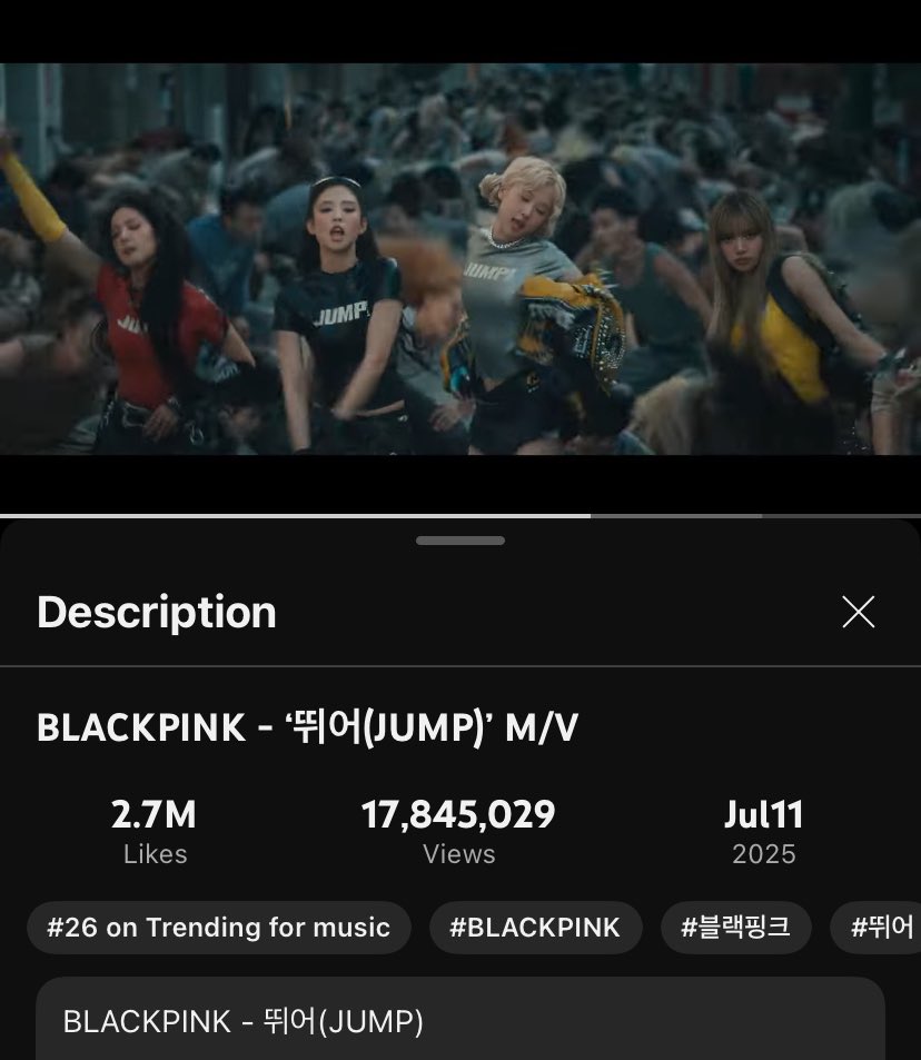 BPchartAZE's tweet photo. #JUMP by @BLACKPINK charts at #26 on Youtube Music #Azerbaijan

They remain as the only girl group to enter country’s Youtube Music chart🔥

#BLACKPINK https://t.co/IvBOJ6EiCy