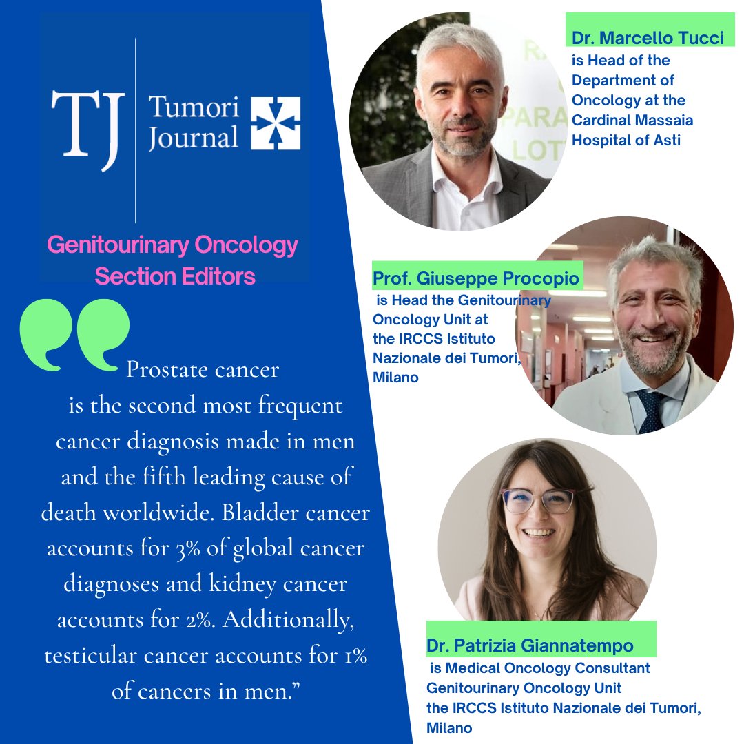 Tumori Journal (@tumorij) on Twitter photo 🌟 #MeetTheEditors Genitourinary Oncology Section of TJ, led by dr. Giuseppe <a href="/g_procopio_/">Giuseppe Procopio</a> , dr. Patrizia <a href="/giannatempopatr/">Patrizia Giannatempo</a> and dr. Marcello Tucci, is focused on evaluation of articles on detection, diagnosis, prevention and treatment of genitourinary tumors, promoting studies 🌟 #MeetTheEditors Genitourinary Oncology Section of TJ, led by dr. Giuseppe <a href="/g_procopio_/">Giuseppe Procopio</a> , dr. Patrizia <a href="/giannatempopatr/">Patrizia Giannatempo</a> and dr. Marcello Tucci, is focused on evaluation of articles on detection, diagnosis, prevention and treatment of genitourinary tumors, promoting studies
