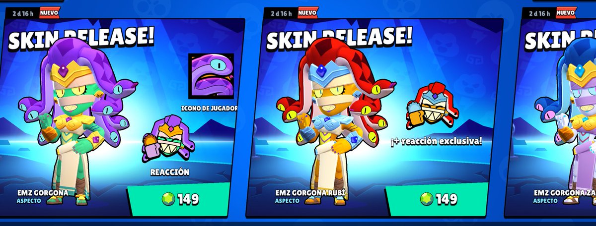 RK_BrawIStars's tweet photo. Después de un año de su estreno en Brawl Pass Mz Gorgona ya está disponible en la tienda 🔥

- 149 gemas cada skin 

- 5000 blines ( en dos semana) 

#BrawlStars https://t.co/oDF3sjV44R