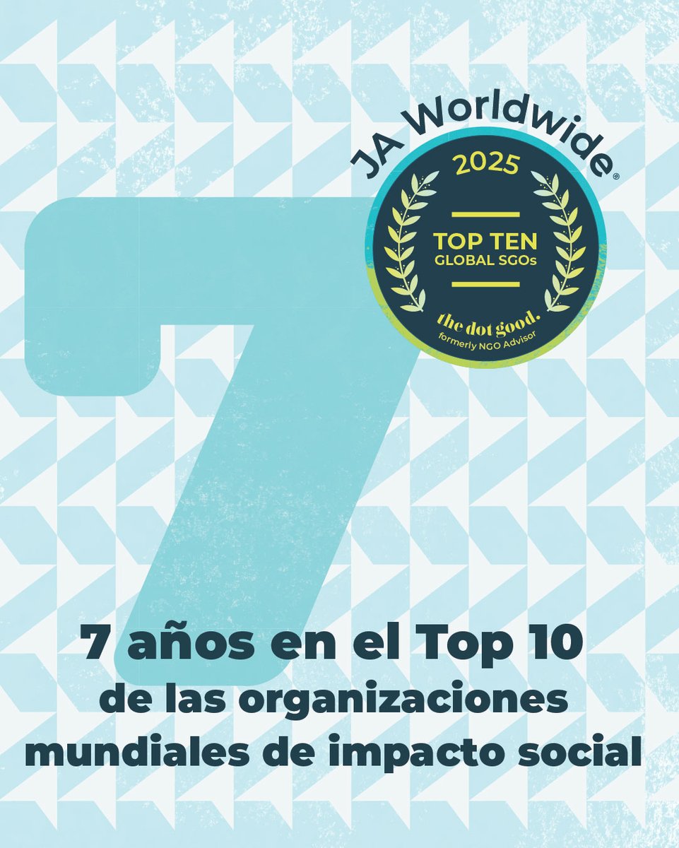 Junior Achievement (@jaspain) on Twitter photo Nos llena de orgullo compartir que <a href="/JAWorldwide/">JA Worldwide</a> ha sido reconocida por 7º año consecutivo como una de las 10 Mejores Organizaciones de impacto social del mundo, alcanzando el 5º puesto en el ranking internacional de thedotgood.
👉Más información: jaww.org/top-ten-2025 Nos llena de orgullo compartir que <a href="/JAWorldwide/">JA Worldwide</a> ha sido reconocida por 7º año consecutivo como una de las 10 Mejores Organizaciones de impacto social del mundo, alcanzando el 5º puesto en el ranking internacional de thedotgood.
👉Más información: jaww.org/top-ten-2025