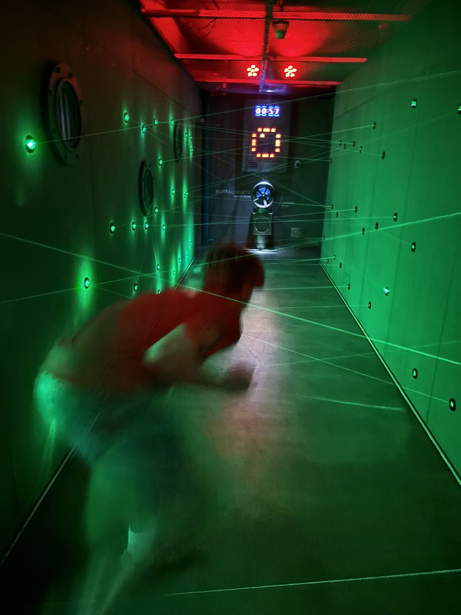 Students weaving through laser beams at the German Spy Museum in Berlin - channeling their inner 007 while learning the secrets of Cold War espionage. 🕵️‍♂️💡🇩🇪 #SpyMuseumBerlin #HistoryInAction #StudentAdventures