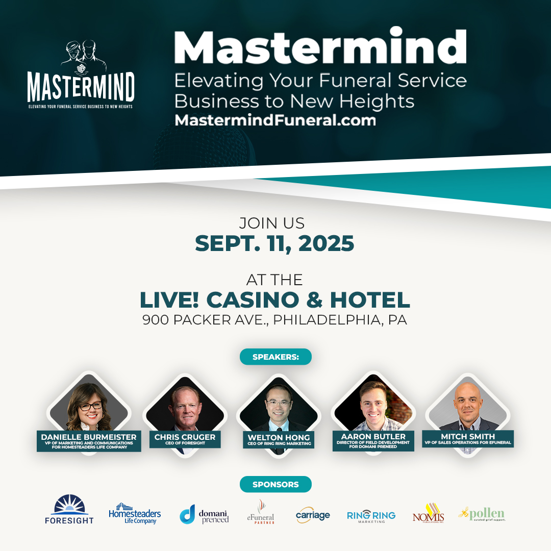 Mastermind 2025 is where funeral professionals gather to grow, network and plan for what’s next.

CEUs available. Don’t miss out!

🔗 bit.ly/mastermind-ele…

#FuneralProfessionals #Mastermind2025