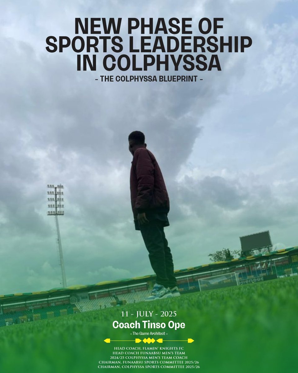 Coach_Tinso's tweet photo. NEW PHASE OF SPORTS LEADERSHIP IN COLPHYSSA
Iโve been appointed as Chairman, @funaabcolphyssa. Sports Committee.
The Colphyssa BLUEPRINT - Structure, Strategy, Strength ๐ช ๐ โฝ๏ธ
#CoachTinso #Colphyssa #Tinstincts #ColphysSports #iamTinso https://t.co/b1GrOBlvhs
