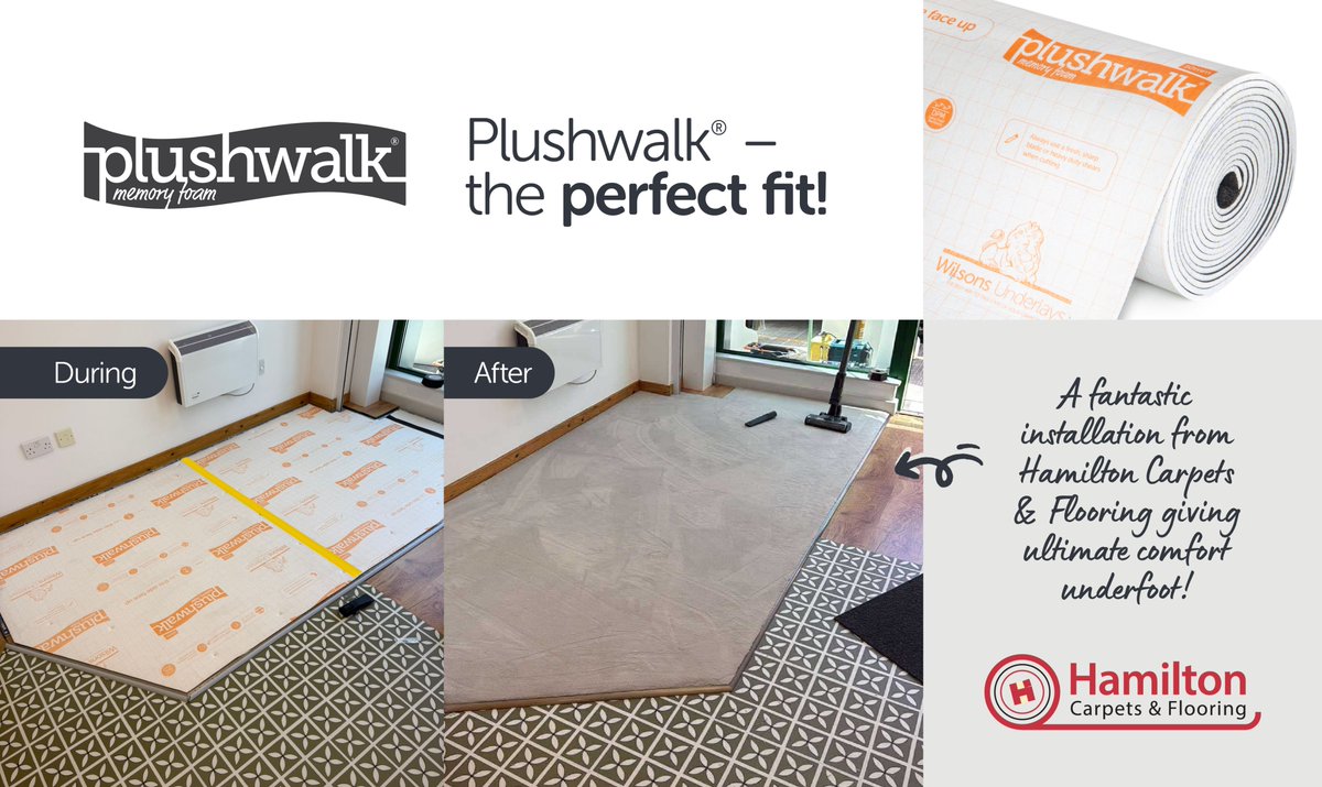 Plushwalk - 𝘁𝗵𝗲 𝗽𝗲𝗿𝗳𝗲𝗰𝘁 𝗳𝗶𝘁! 

Hamilton Carpets &amp; Flooring have used our Plushwalk 10mm carpet underlay to transform this space! They have cleverly cut out a section of the room and seamlessly transitioned a hard floor covering into a plush carpeted section🙌