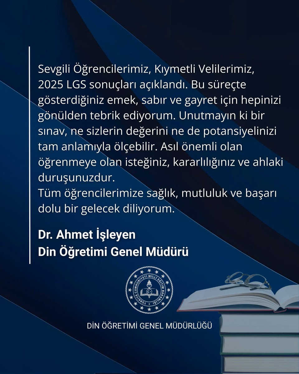 🌙 Genel Müdürümüz Dr. Ahmet İşleyen'in 2025 LGS sonuçlarının açıklanmasına dair mesajı...
#LGS #lgs2025