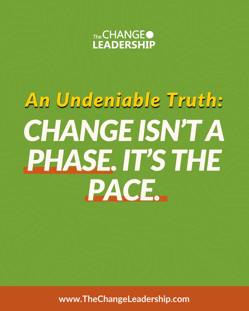 The New Rules of Leading Change

Change isn’t a phase.
It’s the pace.

It’s no longer something we manage once and move on from. It’s constant, and it's accelerating.

----

Download our FREE guide: How to Build a Change-Ready &amp; Agile Team Culture. 👉 thechangeleadership.com/change-ready-a…