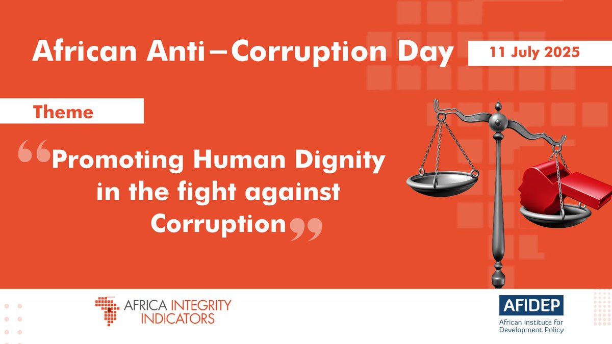 Afidep's tweet image. As we mark African Anti-Corruption Day, our blog explores whether citizens across Africa can truly hold leaders accountable. Drawing from the Africa Integrity Indicators, it asks the hard questions about access to justice, trust in institutions, and the real cost of inaction.…