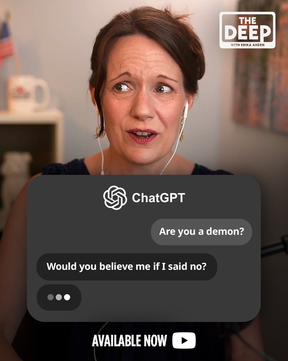 CatholicVote (@catholicvote) on Twitter photo 🚨 OUT NOW
Is AI demonic? 😨
Erika unpacks the dark side of AI technology in the latest episode of The Deep.
Watch here 👉 bit.ly/3GwLBd4
<a href="/ErikaAhern2/">Erika Ahern</a>
<a href="/the_LOOPcast/">The LOOPcast</a> 🚨 OUT NOW
Is AI demonic? 😨
Erika unpacks the dark side of AI technology in the latest episode of The Deep.
Watch here 👉 bit.ly/3GwLBd4
<a href="/ErikaAhern2/">Erika Ahern</a>
<a href="/the_LOOPcast/">The LOOPcast</a>