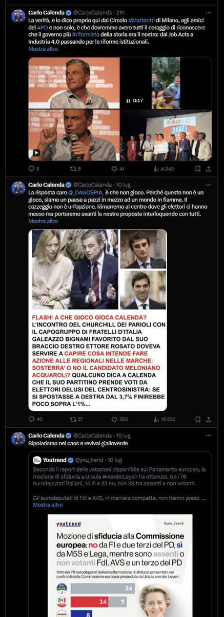 a____capo's tweet image. Nelle ultime 24h #Renzi, #Calenda, Magi e i profili partito di #ItaliaViva #Azione e +Europa hanno usato X varie volte ma non hanno dedicato un tweet di solidarietà a #FrancescaAlbanese.
Ricordatevelo quando vi verranno a raccontare che sono dalla parte del diritto internazionale