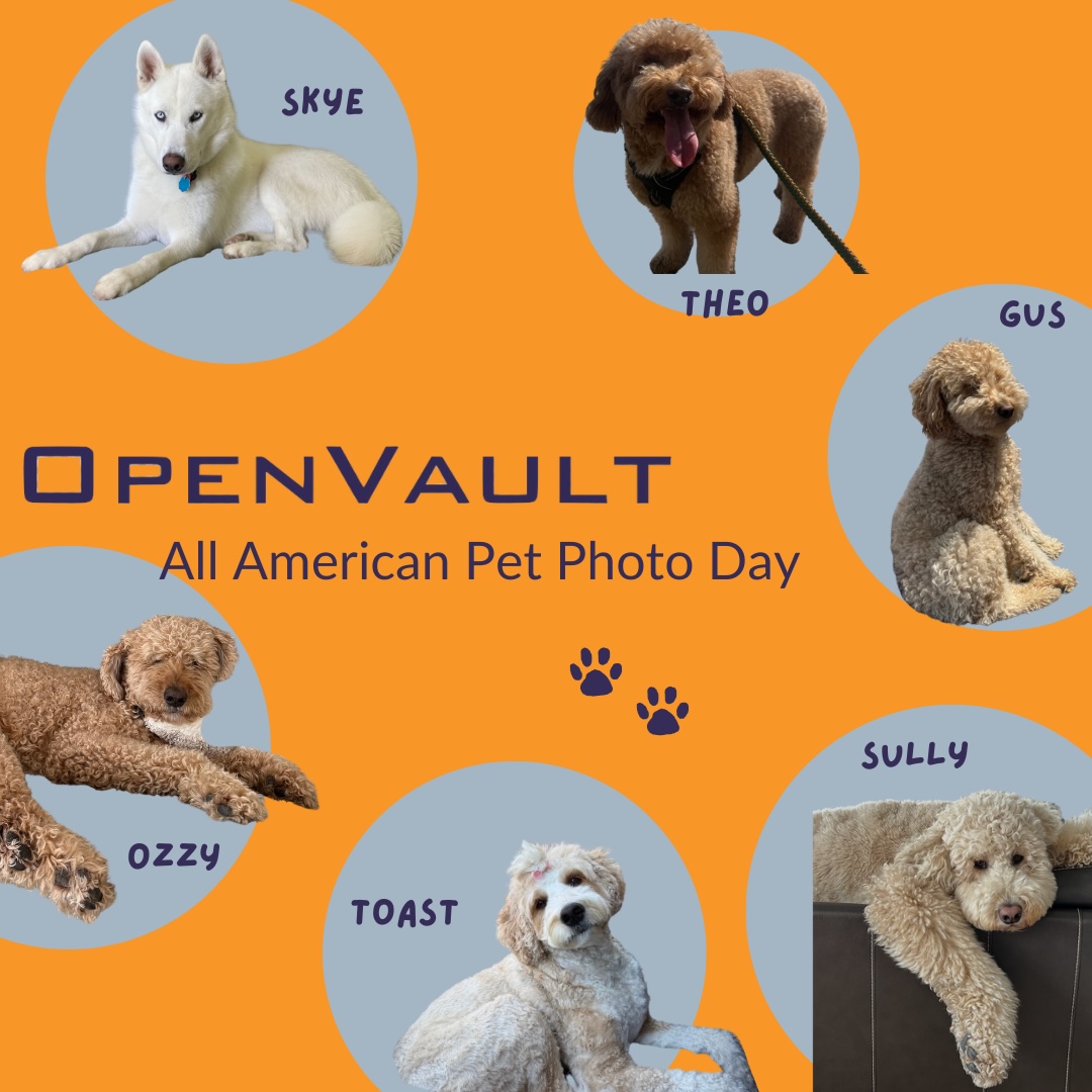OpenVault's tweet image. It&apos;s FriYAY Friday and All American Pet Photo Day! More than half of American households have a pet, and today is the perfect day to share the love by posting a photo online! Here&apos;s some of our favorite OV Data Dogs!  
#AllAmericanPetPhotoDay #DataDogs #OVpups #FriYAY #OpenVault