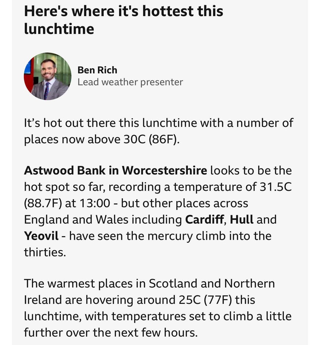 InspRichField's tweet image. The Midlands is officially the hottest place in the UK so far. Some tips issued are below;
 💧Drink plenty of fluids
✔️Dress appropriately and stay in the shade
❌Avoid being in the direct sunlight between 11am-3pm
❌Limit strenuous physical activity
☀️Use high SPF sun cream