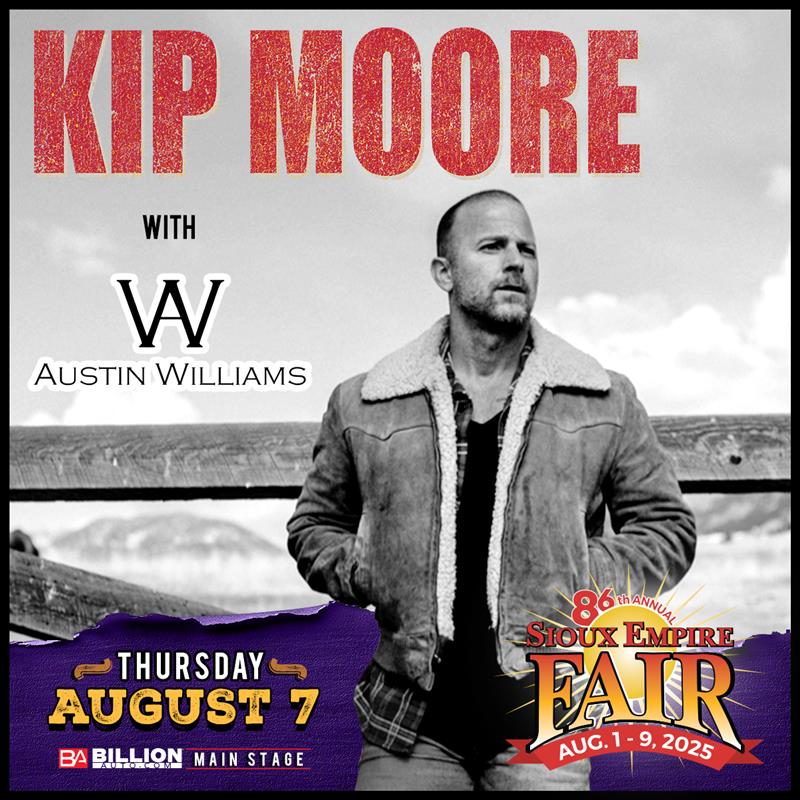 SiouxEmpireFair's tweet image. 🚨Announcement: Austin Williams will join Kip Moore 🎶 Thursday, August 7th on the Billion Automotive Main Stage at the Sioux Empire Fair/W.H. Lyon Fairgrounds! 🎡
🎟️ FREE with paid fair admission. Pit Passes on sale now, online only at siouxempirefair.com
