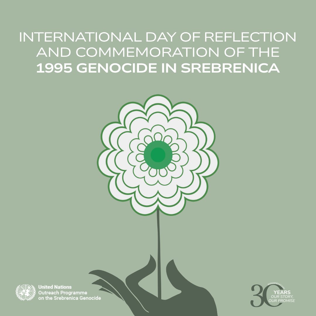 antonioguterres's tweet image. The 30th anniversary of the genocide in Srebrenica is not only a moment of reflection.
It is a call to vigilance & action.
At a time when hate speech, denial & division are gaining ground, we must stand firm for truth & justice.