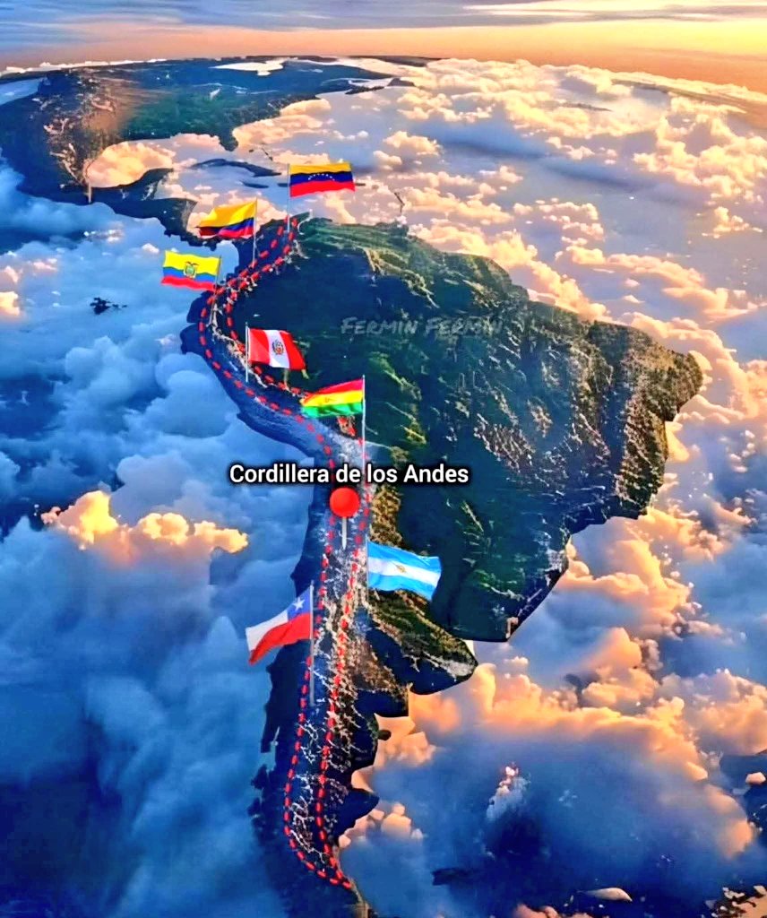 ¿Lo sabías? 🌎🏔️ La Cordillera de los Andes es la cadena montañosa más larga del planeta, ¡con más de 7,000 km! 💥 Y no solo eso, también es fuente de vida, cultura y biodiversidad. ¡Orgullo latinoamericano! 💚