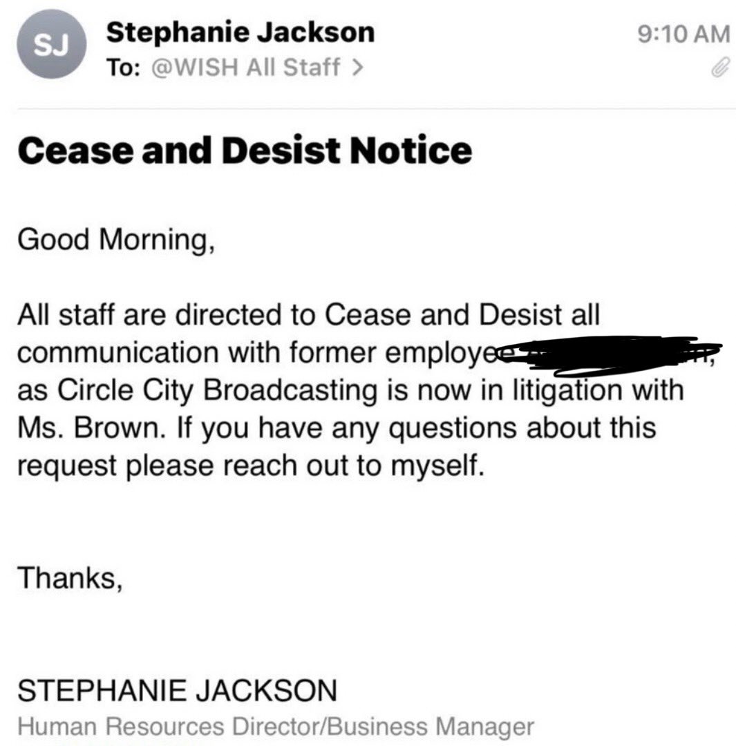 Judd Baker (@juddbaker) on Twitter photo .<a href="/WISHNews8/">WISH-TV News</a> telling their staff who they can and can’t be friends with outside of work is INSANE lol
Check out this leaked email: .<a href="/WISHNews8/">WISH-TV News</a> telling their staff who they can and can’t be friends with outside of work is INSANE lol
Check out this leaked email: