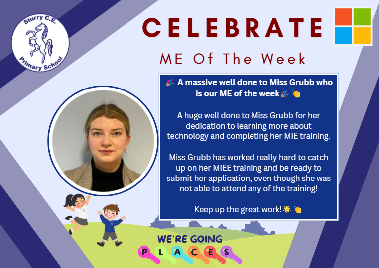sturryceprimary's tweet image. 🎉 Huge congratulations to Miss Grubb at @SturrySchool – our ME of the Week!
Despite missing the live training, she completed her Microsoft Educator course with determination and is now preparing her MIEE application! 🌟👏
#MicrosoftEDU #CPDL #StourTech