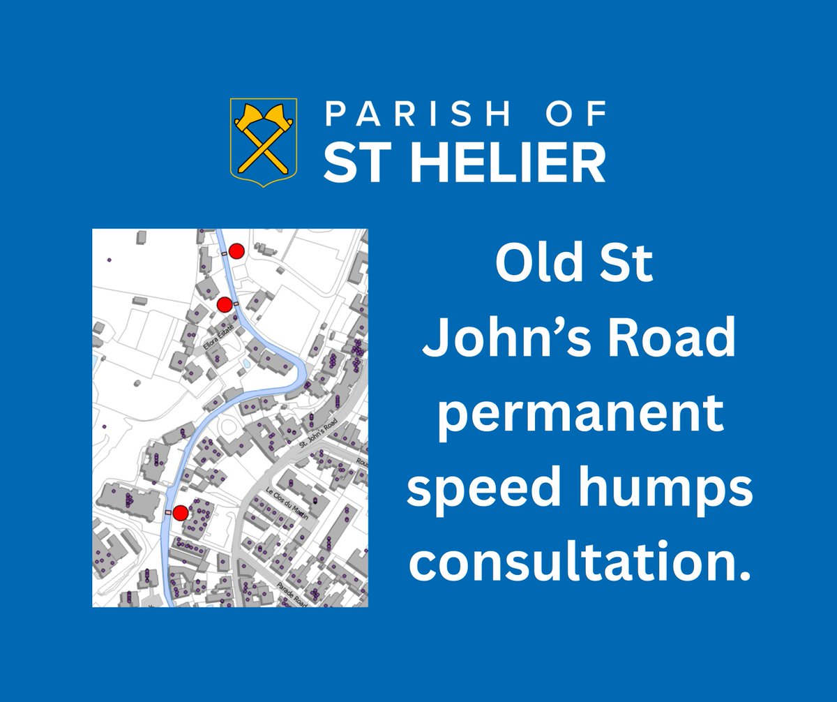 Have your say 📣

The public consultation for the proposed Old St John's Road permanent speed humps is now live. 

Head to sthelier.je/public-consult… to have your say. 

#parishofsthelier #jerseyci #publicconsultation #roadimprovements #speedhumps #trafficcalming #haveyoursay