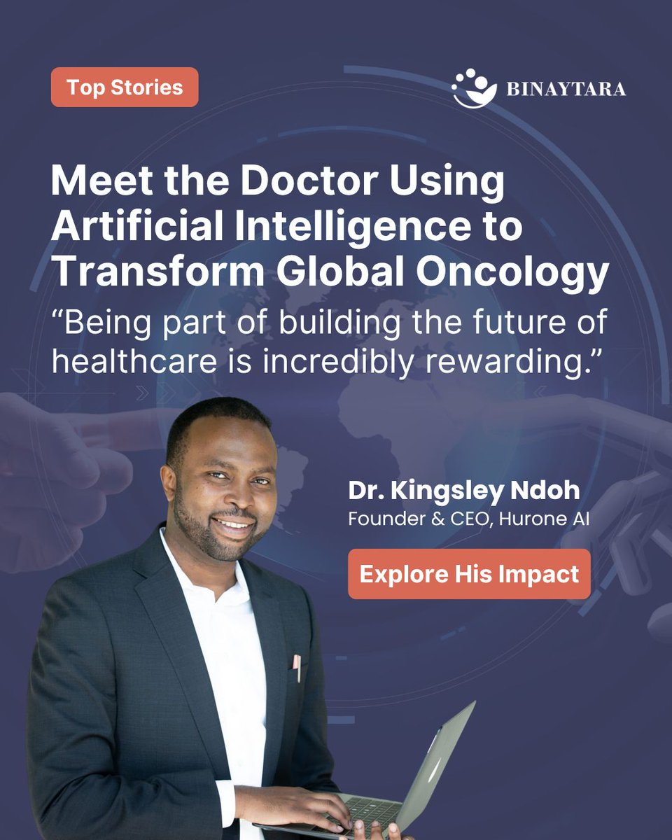 🩺From personal loss to global impact — Meet Dr. Kingsley Ndoh <a href="/KINSDR/">Kingsley I. Ndoh</a>, the visionary behind <a href="/HuroneAI/">Hurone AI</a> who's transforming cancer care with #ArtificialIntelligence.💡Discover how AI is rewriting the future of #CancerCare: buff.ly/6P61sjm #MedX #MedTwitter #Cancer