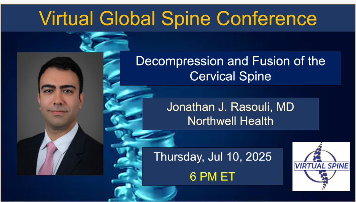 virtualspine's tweet image. The recording of our recent session on Decompression and Fusion of the Cervical Spine is now on #YouTube! A must-watch for medical students, residents, and fellows interested in #spine #surgery. Share with colleagues who might find it helpful! 🔁🔁
youtube.com/watch?v=LDS1Sb…