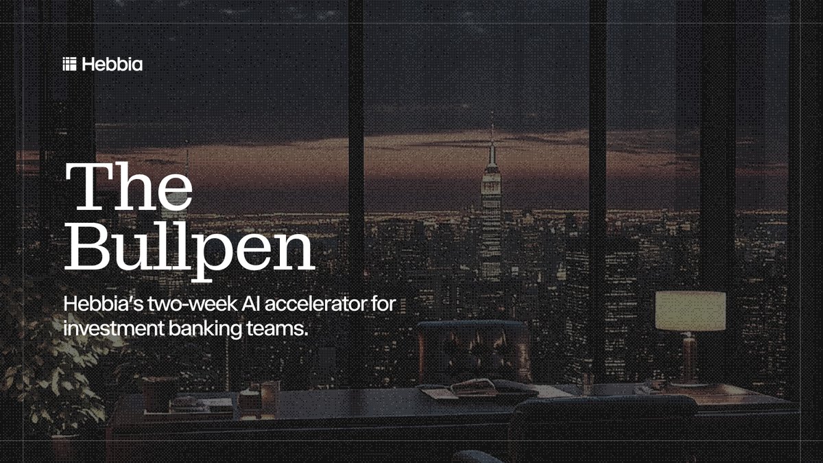 HebbiaAI's tweet image. In finance, getting the edge takes both speed and accuracy.
The Bullpen is our new AI accelerator for Investment Banks to level up fast.
Two weeks. Real use cases. No fluff.
