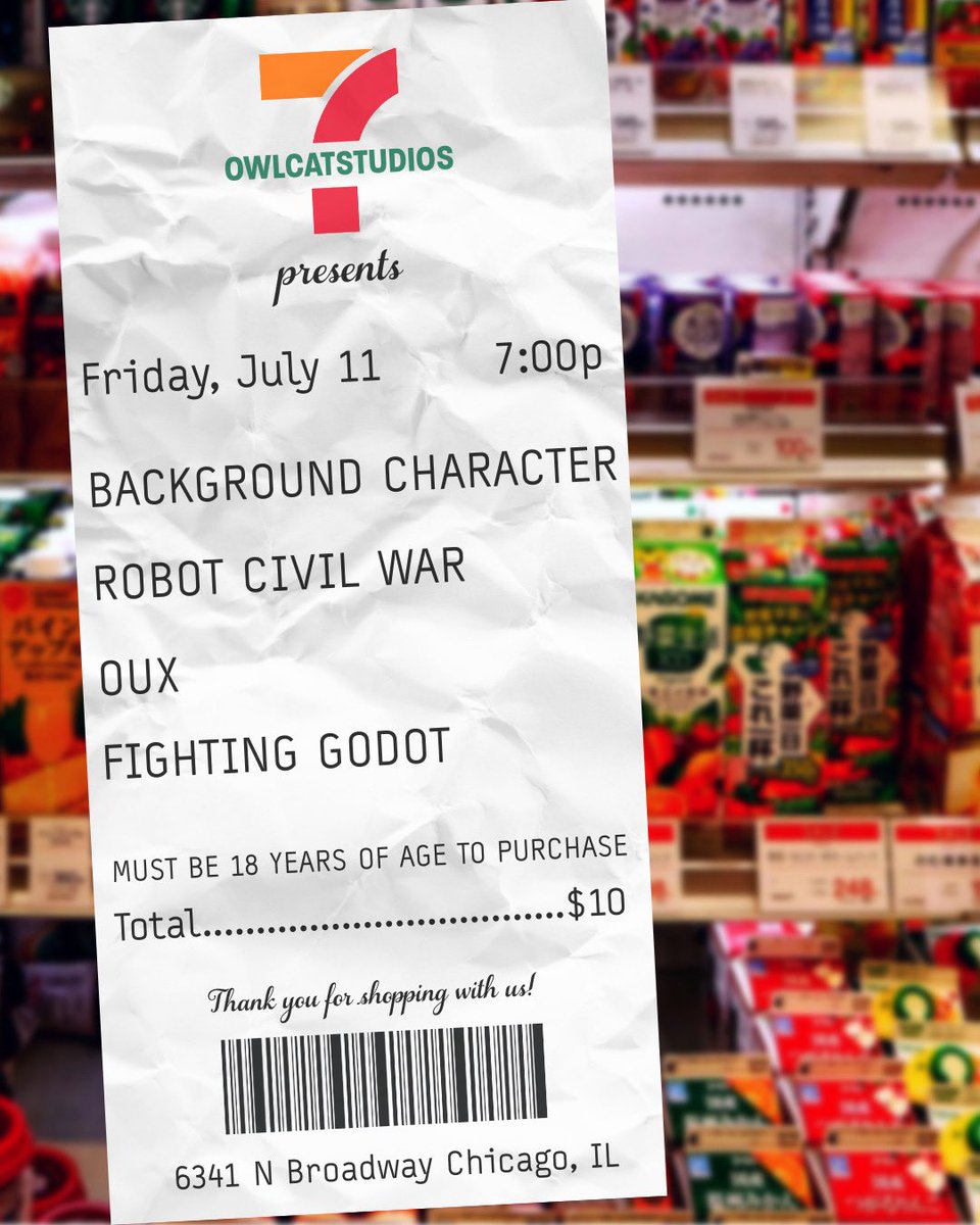 Background Character✌️🤙 (@bcbandil) on Twitter photo Wait you can slurp pee at 7/11? 😳 OUTTA MY WAY!!! lol jk could u imagine though. Just a glimpse into my twisted and fucked up psyche XD
Show tonight at Meet and Whiskey up in Edgewater 
Robot Civil War, Oux, and Fighting Godot are playing too 
7 PM | $10
See u there!!! ✌️🤙 Wait you can slurp pee at 7/11? 😳 OUTTA MY WAY!!! lol jk could u imagine though. Just a glimpse into my twisted and fucked up psyche XD
Show tonight at Meet and Whiskey up in Edgewater 
Robot Civil War, Oux, and Fighting Godot are playing too 
7 PM | $10
See u there!!! ✌️🤙