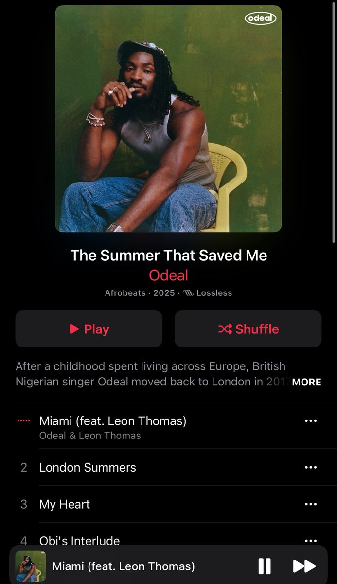 Odeal is special. This project was beautiful. 
this might be my favorite release from a singer today … wow.