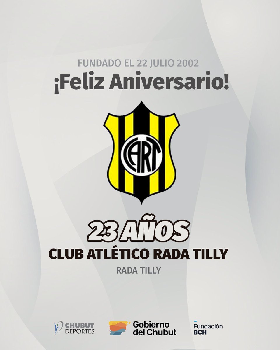 Feliz 23° Aniversario Club Atlético Rada Tilly  🎉
#aniversario #club #chubutdeportes #RadaTilly
