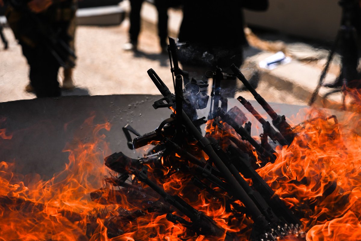 Today’s PKK weapon-burning ceremony marks the beginning of a new era in resolving the Kurdish issue and building a democratic Turkey. We salute the historic initiative launched today by the Peace &amp; Democratic Society Group to shift from armed struggle to democratic politics. 1/2