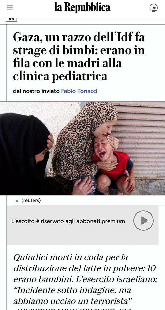 Vijk1962's tweet photo. Ecco l'informazione italiana; ipocrisia e servilismo. Dieci bambini morti in fila davanti ad una clinica pediatrica, uccisi da un razzo israeliano. Ma nessuno volenteroso che voglia fermare il massacro. E ora immaginate lo stesso fatto a Kiev, e la reazione di stampa e tv. Basta. https://t.co/xpeBywTqXa