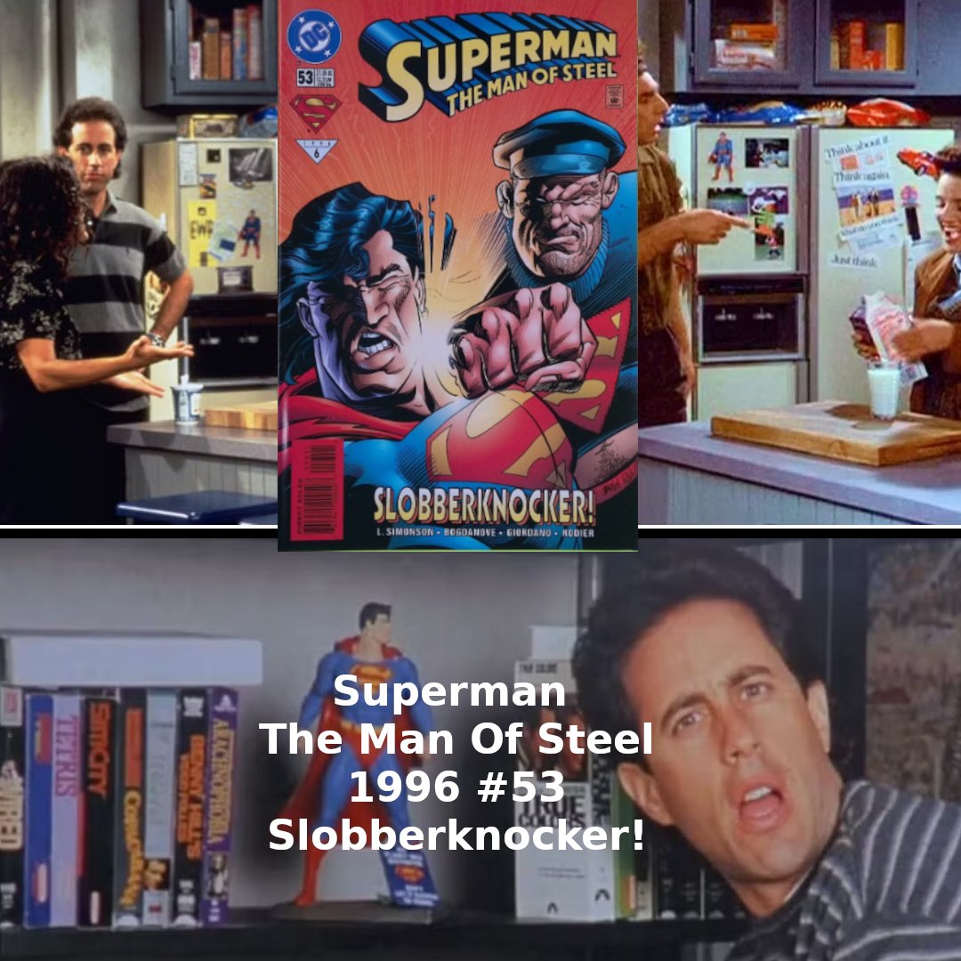 CardCoasters's tweet image. In honor of this huge Superman day we bring you a related Comic Book cameo from our crack team of eagle eye collectors!
Most people have seen this 1996 Superman The Man of Steel issue #53 pop up on Seinfeld in the classic "The Invitations" episode, but it appears a few weeks…