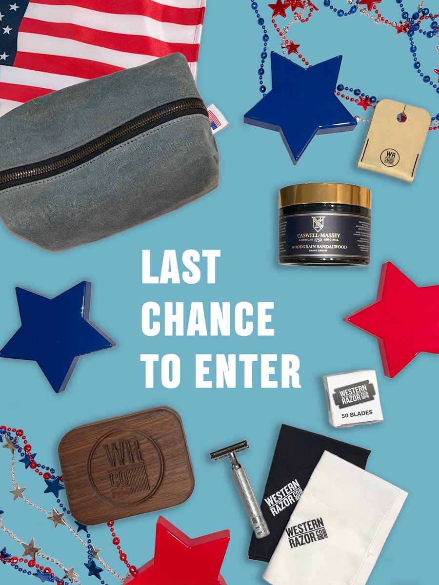 🚨LAST CHANCE TO ENTER🚨

Our #giveaway closes TONIGHT at 11:59 PM CT.

Enter for a chance to WIN THE ULTIMATE INDEPENDENCE DAY SHAVE BUNDLE— a $371 haul of 100% Made-in-USA gear!

Read full rules and enter here: westernrazor.com/sweepstakes

No purchase necessary.