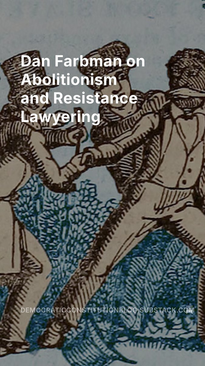 Luke Pickrell (@lukepickrell) on Twitter photo I spoke with <a href="/dsfarbman/">Dan Farbman</a> about parallels between current events and America in the 1850s, the abolitionist movement and resistance lawyering, working within “the master’s house,” and protests in Los Angeles on the latest <a href="/DemConBlog/">TheDemocraticConstitutionBlog</a> episode.
…mocraticconstitutionblog.substack.com/p/dan-farbman-… I spoke with <a href="/dsfarbman/">Dan Farbman</a> about parallels between current events and America in the 1850s, the abolitionist movement and resistance lawyering, working within “the master’s house,” and protests in Los Angeles on the latest <a href="/DemConBlog/">TheDemocraticConstitutionBlog</a> episode.
…mocraticconstitutionblog.substack.com/p/dan-farbman-…