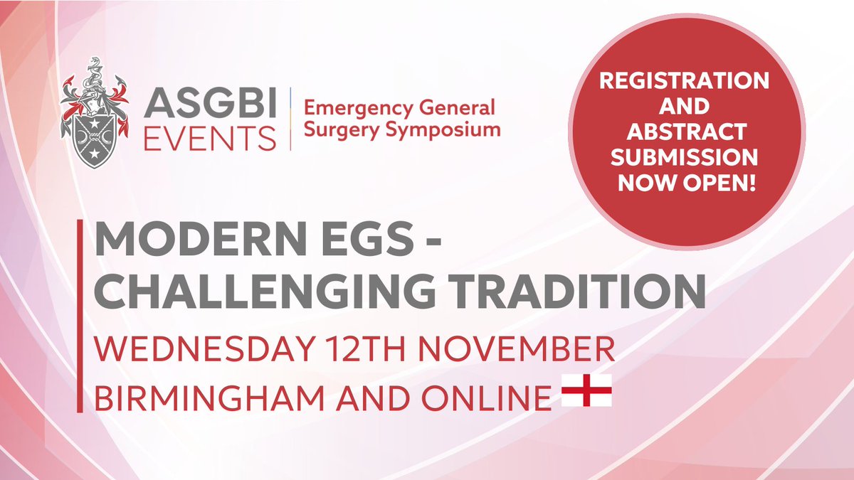 asgbi's tweet image. We have a Friday treat for you...registration and abstract submission for our EGS Symposium is now OPEN!

Relevant for the whole surgical team involved in the delivery of emergency care, you can opt to join us in person at Austin Court, Birmingham or online on Wednesday 12th…