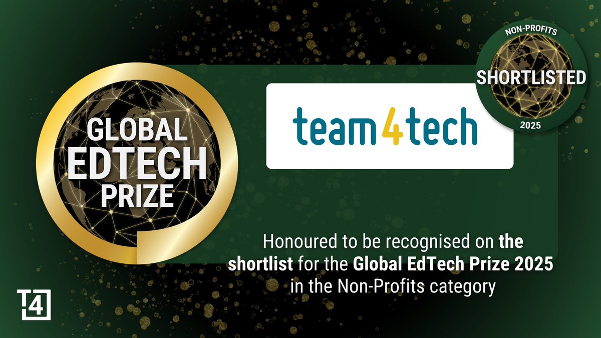 Team4Tech's tweet image. Team4Tech&apos;s Community of Practice has been shortlisted for the Global EdTech Prize by @T4EduC!  We hope to join fellow education leaders in Abu Dhabi this November at the #WorldSchoolsSummit to celebrate this achievement.

Learn more about our CoP: team4tech.org/community-of-p…
