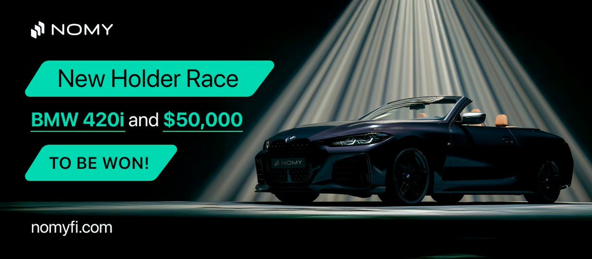 NomyFinance's tweet image. 🚨 New Holder Race Is LIVE
A BMW 420i + $50,000 in USDC are up for grabs. All you have to do? Buy and hold $NOMY.
🗓️ Buy window: June 29 – Aug 31
🧾 Snapshot: Aug 31, 23:59 UTC
🎟️ How to enter:
• 4,001 NOMY = 1 entry
• +1 entry per additional 4,000 NOMY
• Max 10 entries…