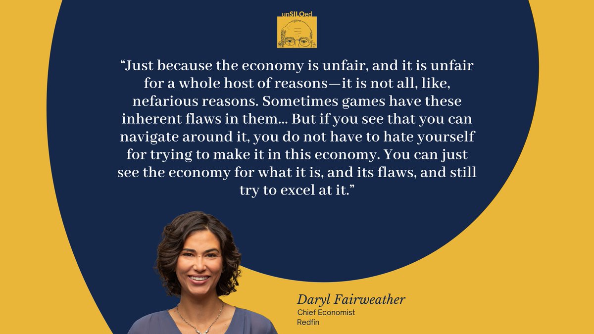 UnsiloedPodcast's tweet image. Catch @FairweatherPhD, chief economist at @Redfin, as she discusses her new book, which uses behavioral economics and game theory to offer practical strategies for navigating life’s biggest decisions. The full episode is available at buff.ly/H4PT1Q9 | @UChicagoPress