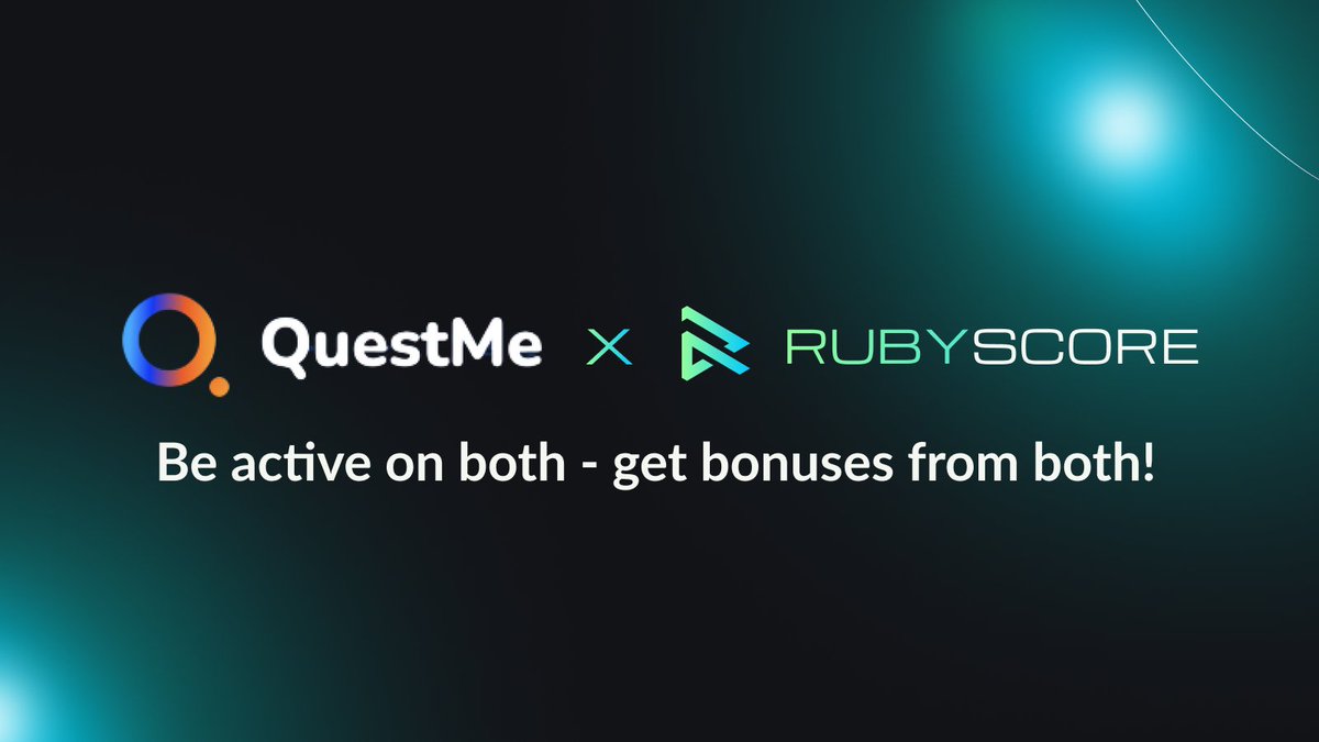 12 quests. 5 minutes⏱️

Be active on both <a href="/QuestMe_io/">QuestMe</a> &amp; RubyScore — get bonuses from both!

Real rewards, XP, GEM, and more — all in just 12 steps.

Don’t hesitate 👉 qstme.io/quest/RubyScore