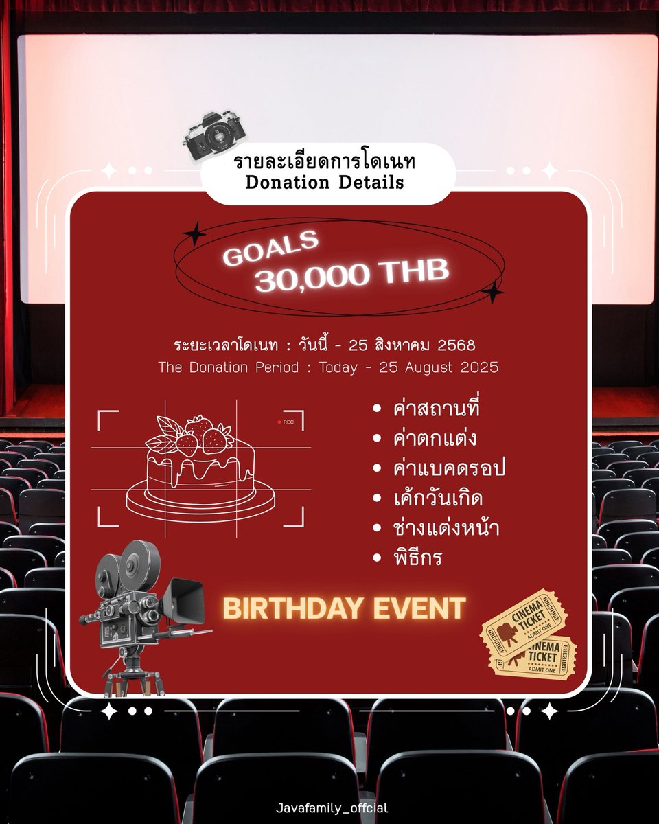 javafamily_o's tweet image. Poject Donation 🩷

ขอเชิญชวนแฟนคลับของจาว่าทุกคนมาร่วมเป็นส่วนหนึ่งที่จะทำให้งานวันเกิดจาว่าปีนี้เกิดขึ้นกันนะคะ

🔗 shorturl.asia/pWPLz

เพื่อความโปร่งใสทางบ้านจะดึงสเตจเม้นเพื่ออัปเดตยอดเงินให้แฟนคลับทุกท่านทราบทุกวันอาทิตย์

#Java20thChapter
ꗯ꙼̈ 𓂂 @javabh28 #javabh