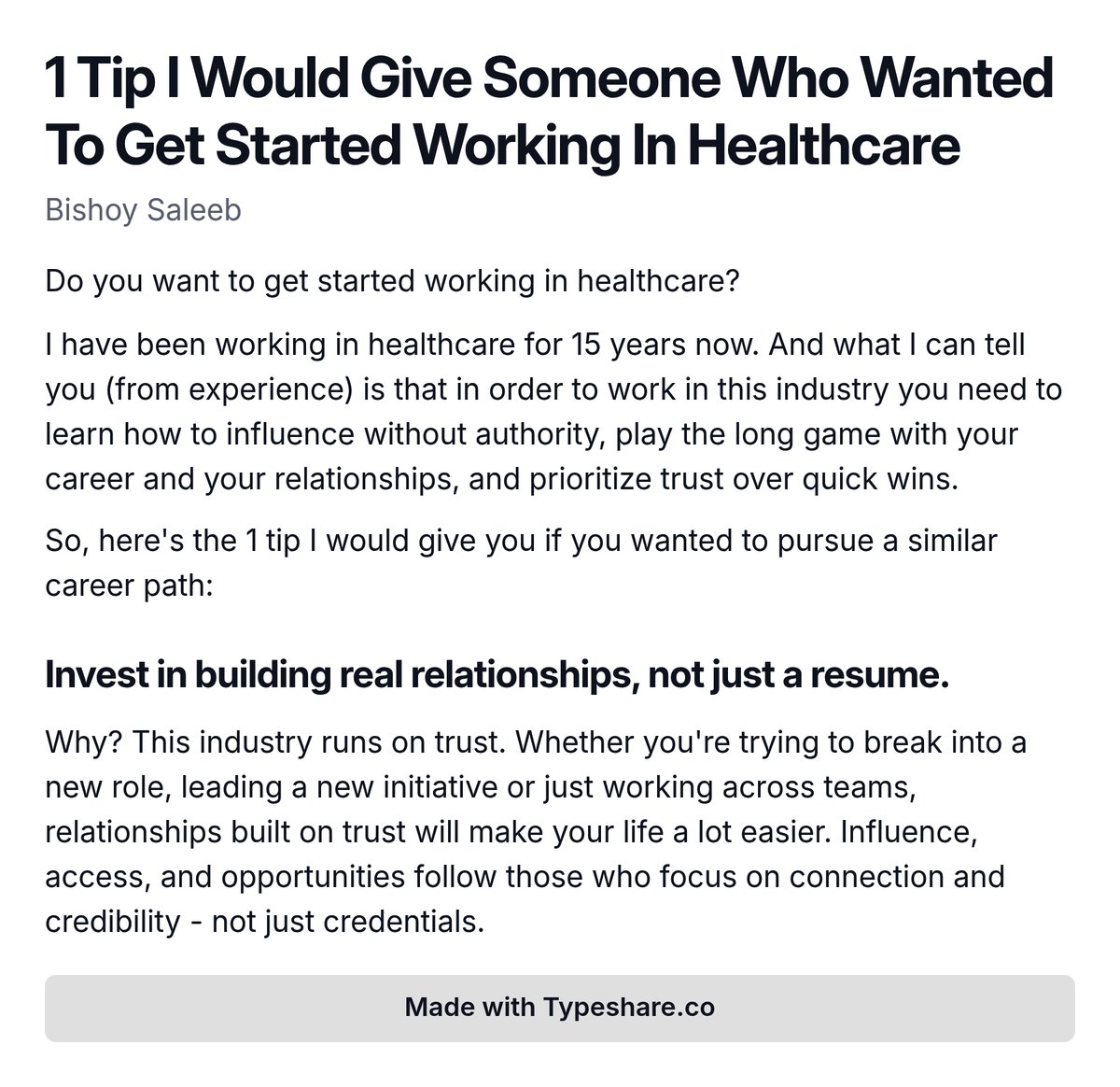 bssaleeb's tweet photo. 1 Tip I would Give Someone Who Wanted to Get Started Working in Healthcare https://t.co/1Lc2w5gJ2m