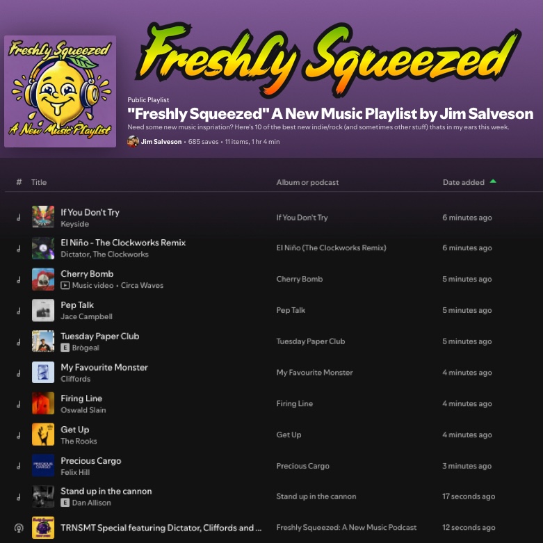 Jim Salveson (@mr_jimbob) on Twitter photo Get into the sun and get this playlist in your ears.
10 of my fave new tunes of the now on the weekly Freshly Squeezed playlist along with this weeks <a href="/TRNSMTfest/">TRNSMT Festival</a> special.
Last one for a few weeks so make the most of it!
Listen: open.spotify.com/playlist/76Qbr⦠Get into the sun and get this playlist in your ears.
10 of my fave new tunes of the now on the weekly Freshly Squeezed playlist along with this weeks <a href="/TRNSMTfest/">TRNSMT Festival</a> special.
Last one for a few weeks so make the most of it!
Listen: open.spotify.com/playlist/76Qbrā¦