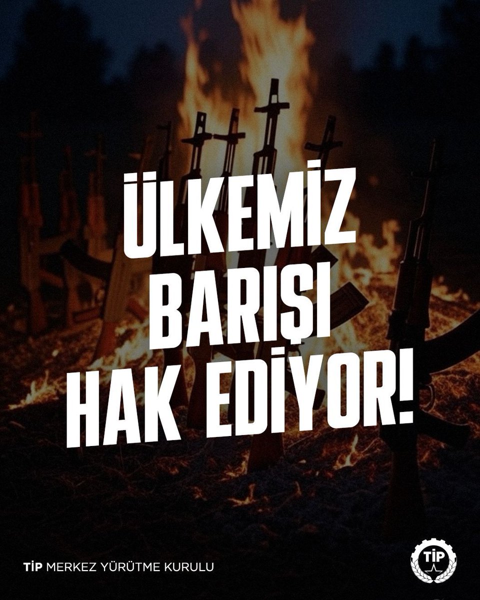 Türkiye’de son 50 yıla damgasını vuran çatışma ortamının sona ermesine yönelik çok önemli bir adım bugün atılmıştır. Türkiye İşçi Partisi olarak silahların susmasını büyük bir mutlulukla karşılıyoruz.

Barışın adil, demokratik ve kalıcı bir biçimde tesis edilmesi için tüm