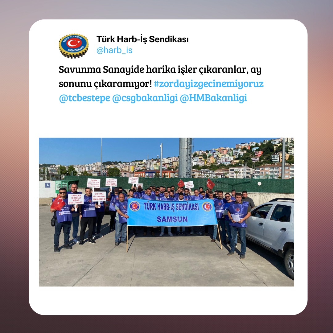 Savunma Sanayide harika işler çıkaranlar, ay sonunu çıkaramıyor! #zordayizgecinemiyoruz <a href="/tcbestepe/">T.C. Cumhurbaşkanlığı</a> <a href="/csgbakanligi/">T.C. Çalışma ve Sosyal Güvenlik Bakanlığı</a> <a href="/HMBakanligi/">T.C. Hazine ve Maliye Bakanlığı</a>