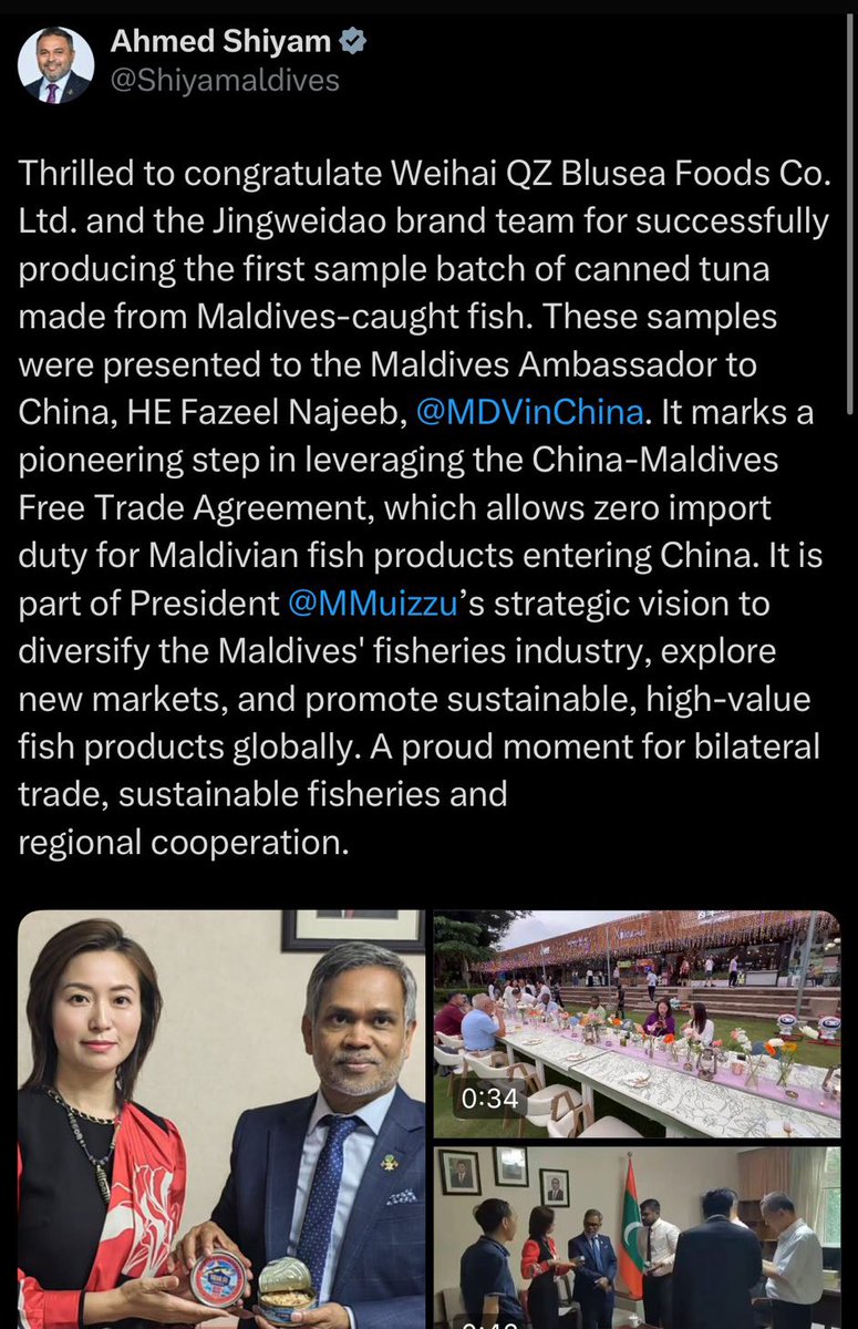 Shiyam used to have a decent brain with common sense in it.

But now he sounds like <a href="/malshasharyf/">Malsha</a>, <a href="/shiuna_m/">Mariyam Shiuna</a> and <a href="/em_saeed/">Mohamed Saeed</a>. I don’t know what happened to <a href="/Shiyamaldives/">Ahmed Shiyam</a>. He’s lost his way.

No sane Fisheries Minister would proudly promote a foreign tuna processing company,