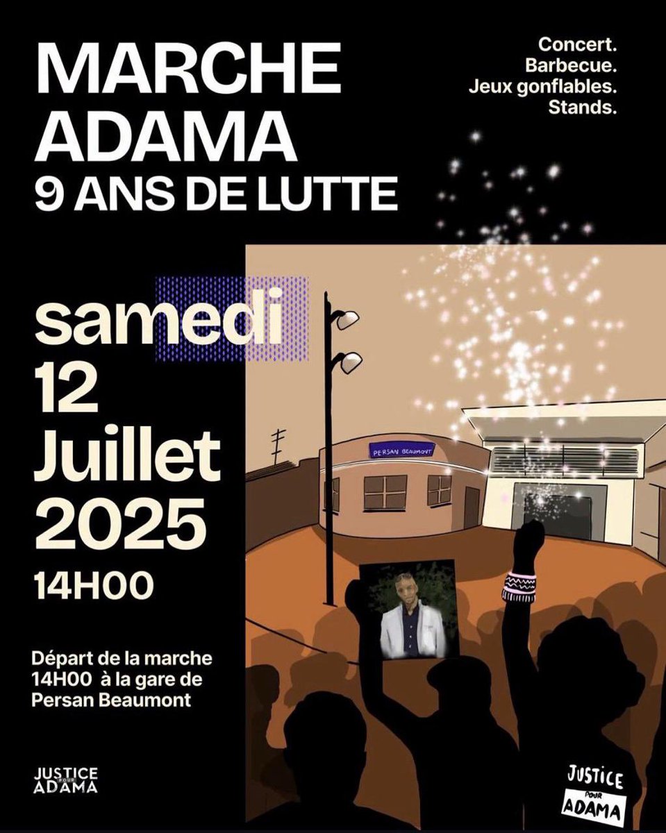 🔴 Exigeons la vérité et la justice !

Soyons nombreuses et nombreux, samedi 12 juillet, à la Marche Adama, en mémoire d'Adama Traoré et de toutes les victimes de violences policières.