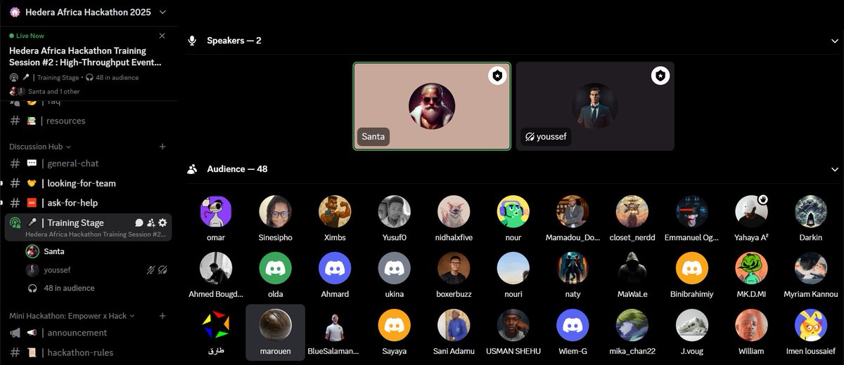 Hedera_Hacks's tweet image. 🚨 Training is LIVE NOW!
Second #HederaAfricaHackathon training session has officially started!
👉Get in now: discord.gg/HGy85xQn4u